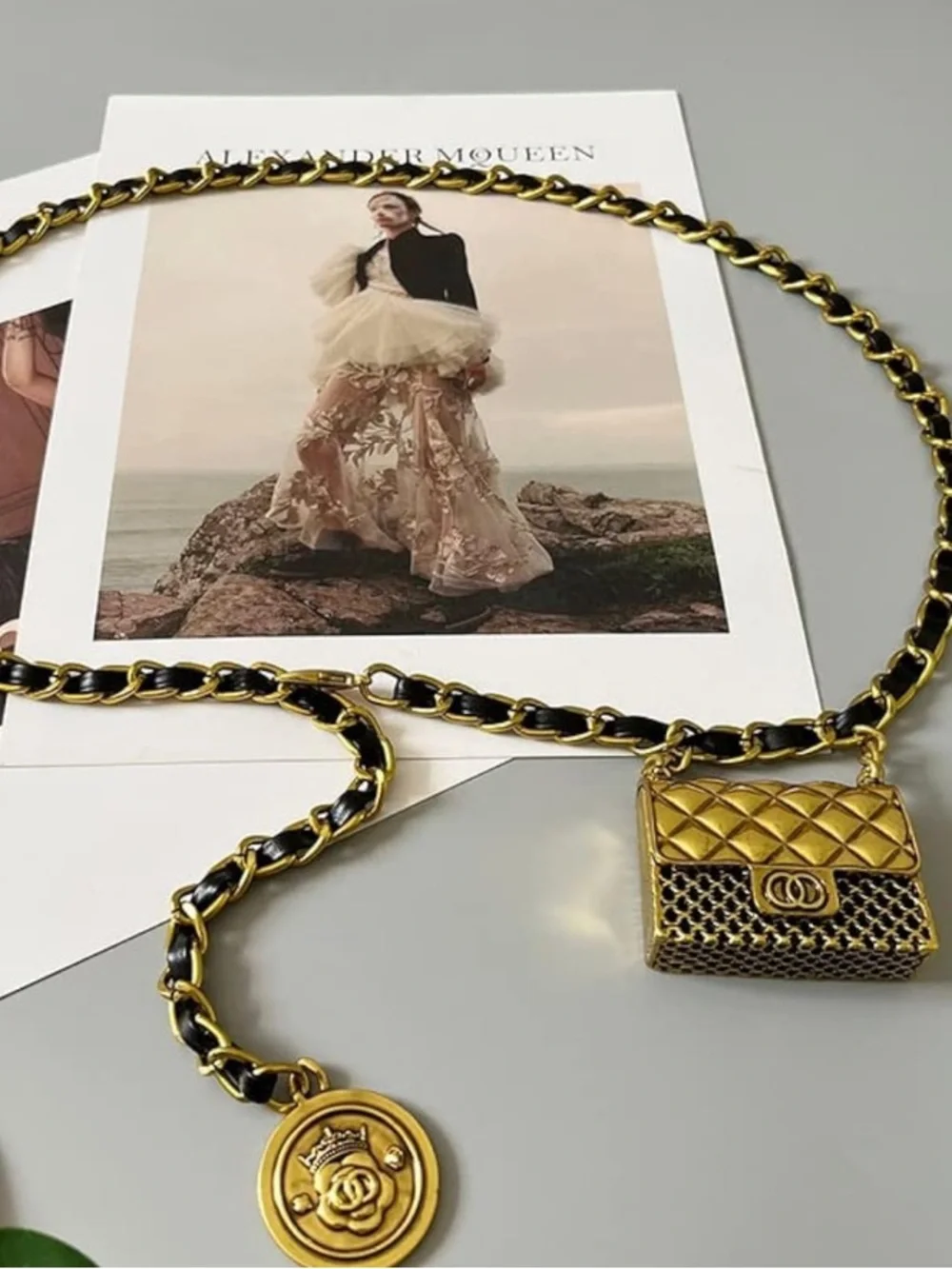 Luxury Gold Chain Waist Belt Mini Bag Charm